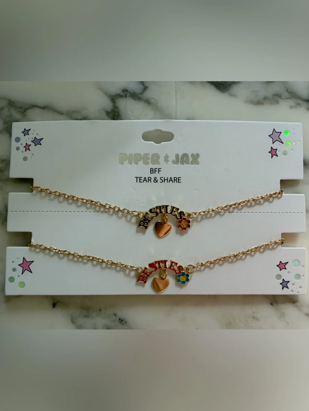 NWT Piper & Jax BFF Besties Tear & Share Friendship Necklaces Set of 2